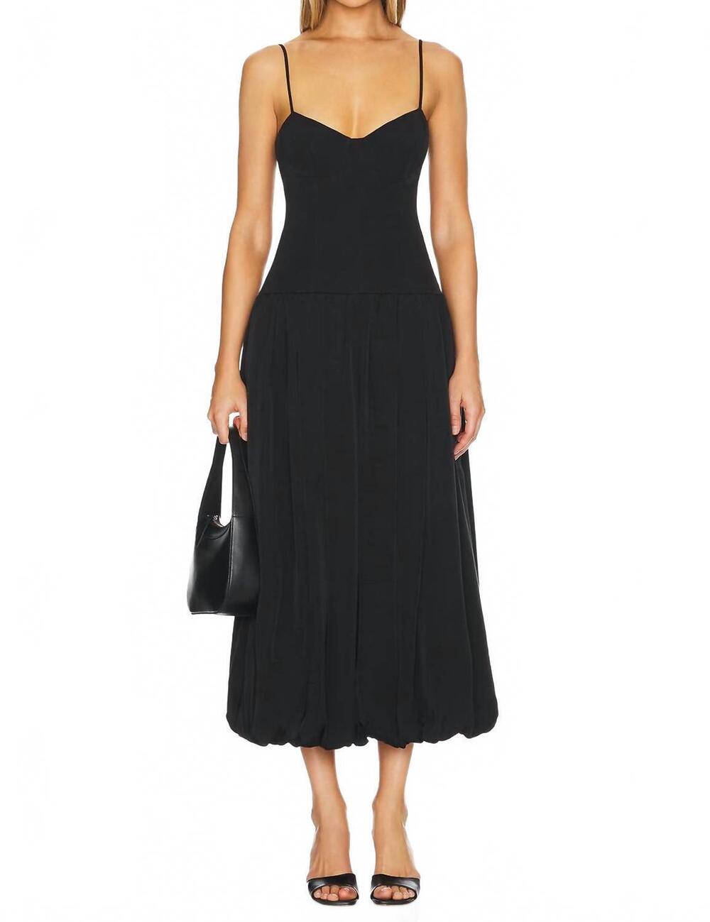 NEW SHONA JOY vento bustier bubble midi dress in black